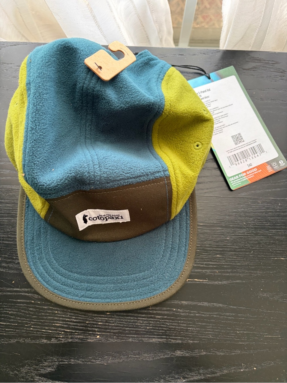 Cotopaxi Colorblock Fleece 5-Panel Cap in Teal & Lime NWT - Picture 2 of 4